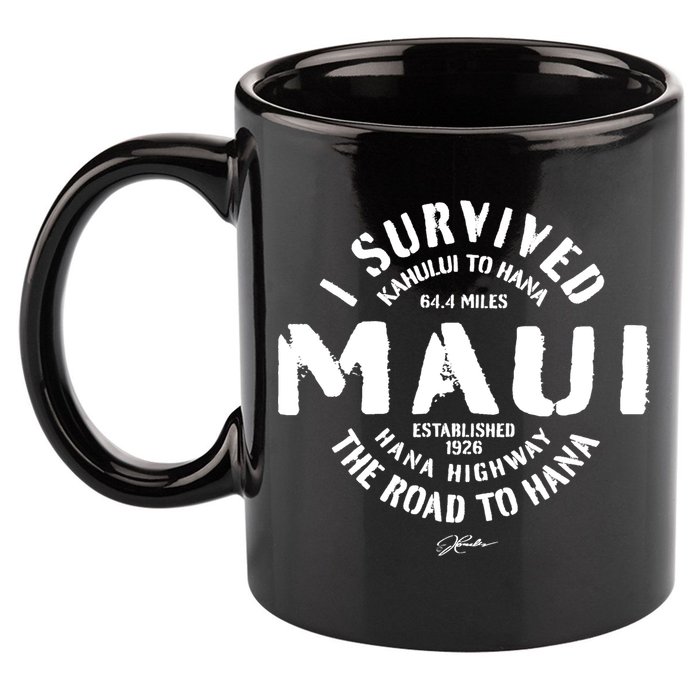 JCombs: I Survived The Road To Hana (Hana Highway) Maui 11oz C Handle Ceramic Mug