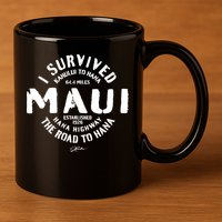 JCombs: I Survived The Road To Hana (Hana Highway) Maui 11oz C Handle Ceramic Mug