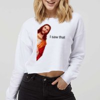 Jesus I Saw That Meme Cropped Pullover Crew
