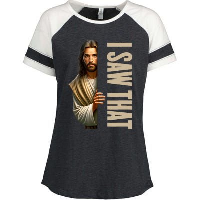 Jesus I Saw That Funny Enza Ladies Jersey Colorblock Tee