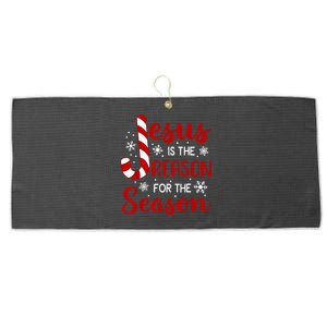 Jesus Is The Reason For The Season Christian Candy Cane Xmas  Large Microfiber Waffle Golf Towel