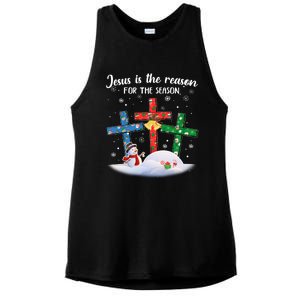 Jesus Is The Reason For The Season Christian Christmas Xmas Great Gift Ladies PosiCharge Tri-Blend Wicking Tank