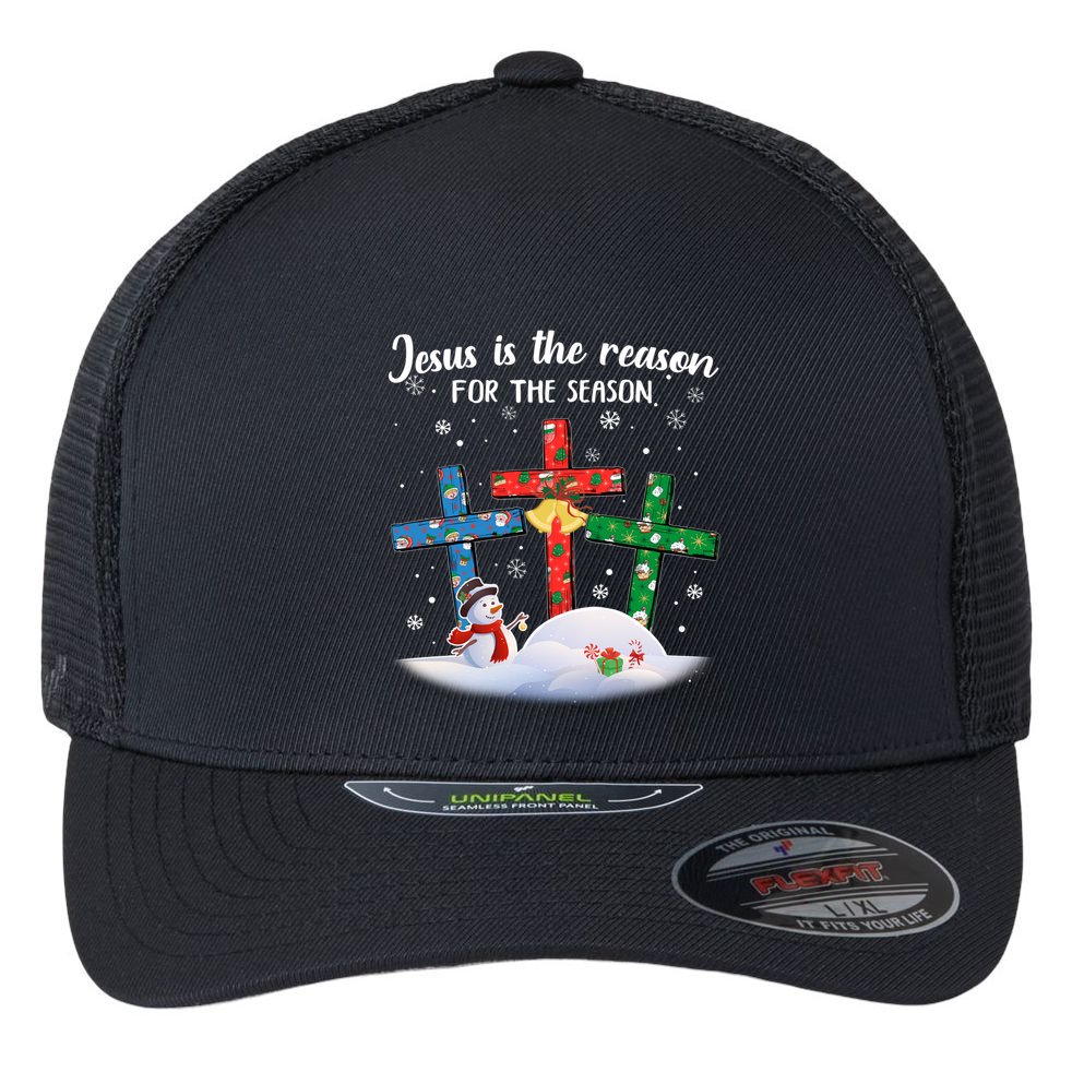 Jesus Is The Reason For The Season Christian Christmas Xmas Great Gift Flexfit Unipanel Trucker Cap