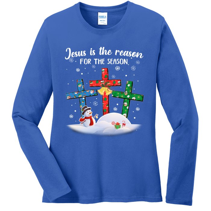 Jesus Is The Reason For The Season Christian Christmas Xmas Great Gift Ladies Long Sleeve Shirt