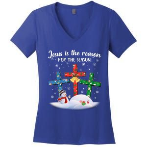 Jesus Is The Reason For The Season Christian Christmas Xmas Great Gift Women's V-Neck T-Shirt