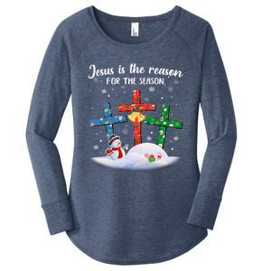 Jesus Is The Reason For The Season Christian Christmas Xmas Great Gift Women's Perfect Tri Tunic Long Sleeve Shirt