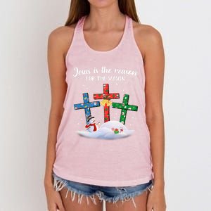 Jesus Is The Reason For The Season Christian Christmas Xmas Great Gift Women's Knotted Racerback Tank