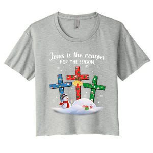 Jesus Is The Reason For The Season Christian Christmas Xmas Great Gift Women's Crop Top Tee