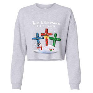 Jesus Is The Reason For The Season Christian Christmas Xmas Great Gift Cropped Pullover Crew