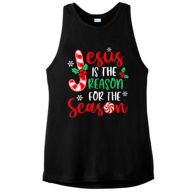 Jesus Is The Reason For The Season Christmas Xmas Candy Cane  Ladies PosiCharge Tri-Blend Wicking Tank