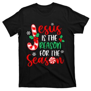 Jesus Is The Reason For The Season Christmas Xmas Candy Cane  T-Shirt