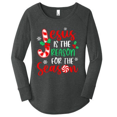 Jesus Is The Reason For The Season Christmas Xmas Candy Cane  Women's Perfect Tri Tunic Long Sleeve Shirt