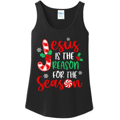 Jesus Is The Reason For The Season Christmas Xmas Candy Cane  Ladies Essential Tank