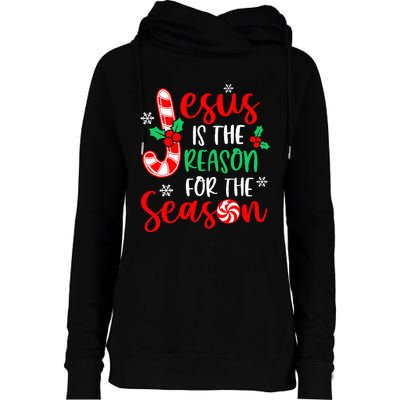 Jesus Is The Reason For The Season Christmas Xmas Candy Cane  Womens Funnel Neck Pullover Hood