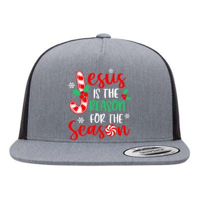 Jesus Is The Reason For The Season Christmas Xmas Candy Cane  Flat Bill Trucker Hat