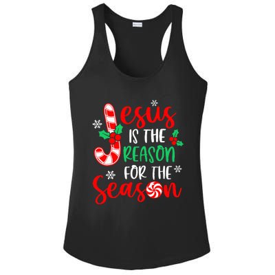 Jesus Is The Reason For The Season Christmas Xmas Candy Cane  Ladies PosiCharge Competitor Racerback Tank