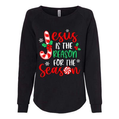 Jesus Is The Reason For The Season Christmas Xmas Candy Cane  Womens California Wash Sweatshirt