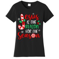 Jesus Is The Reason For The Season Christmas Xmas Candy Cane  Women's T-Shirt