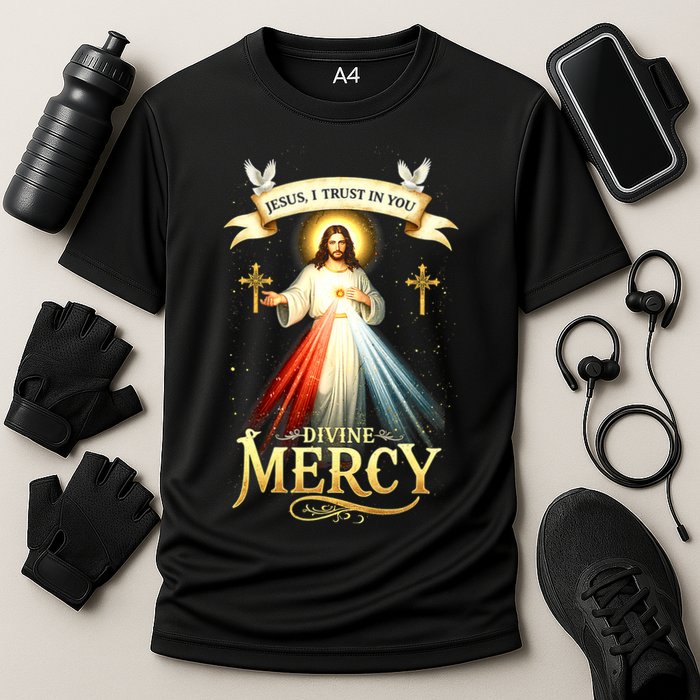 Jesus I Trust In You Divine Mercy Catholic Christian Jesus Cooling Performance Crew T-Shirt