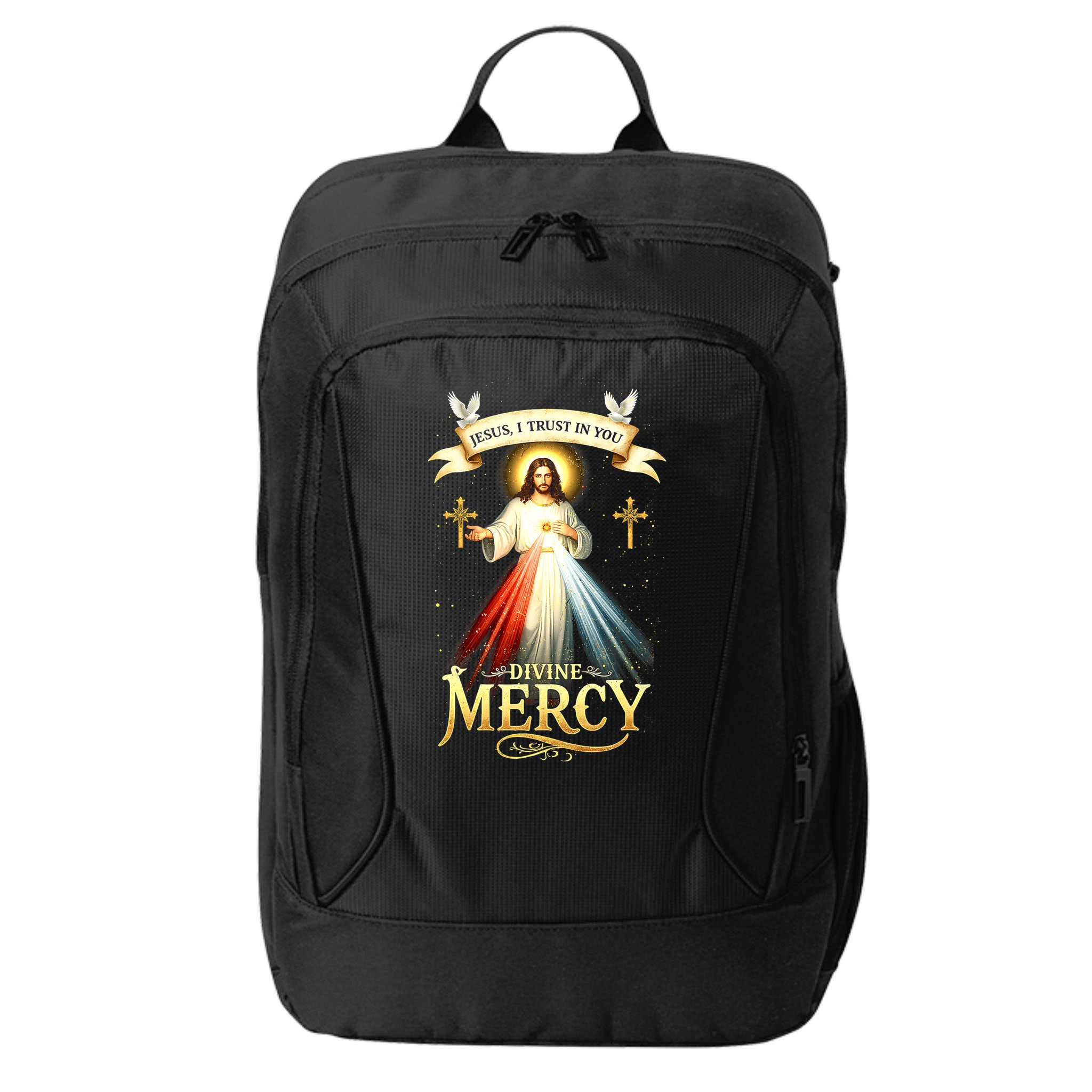 Jesus I Trust In You Divine Mercy Catholic Christian Jesus City Backpack