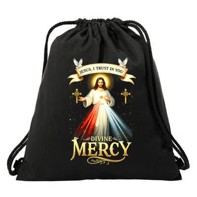 Jesus I Trust In You Divine Mercy Catholic Christian Jesus Drawstring Bag