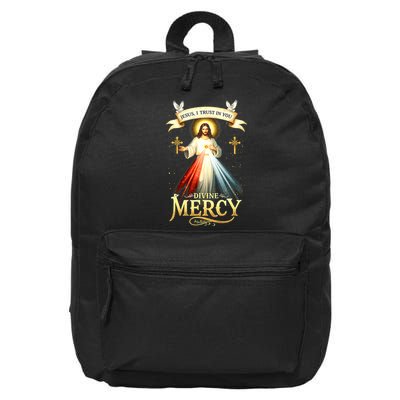 Jesus I Trust In You Divine Mercy Catholic Christian Jesus 16 in Basic Backpack