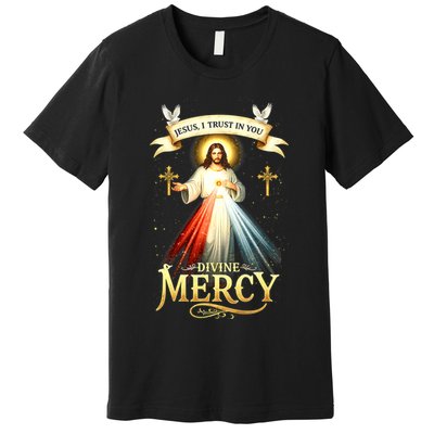 Jesus I Trust In You Divine Mercy Catholic Christian Jesus Premium T-Shirt