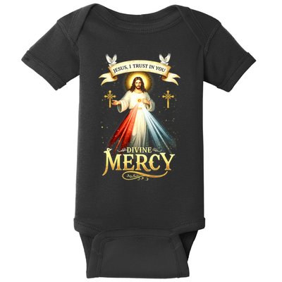 Jesus I Trust In You Divine Mercy Catholic Christian Jesus Baby Bodysuit
