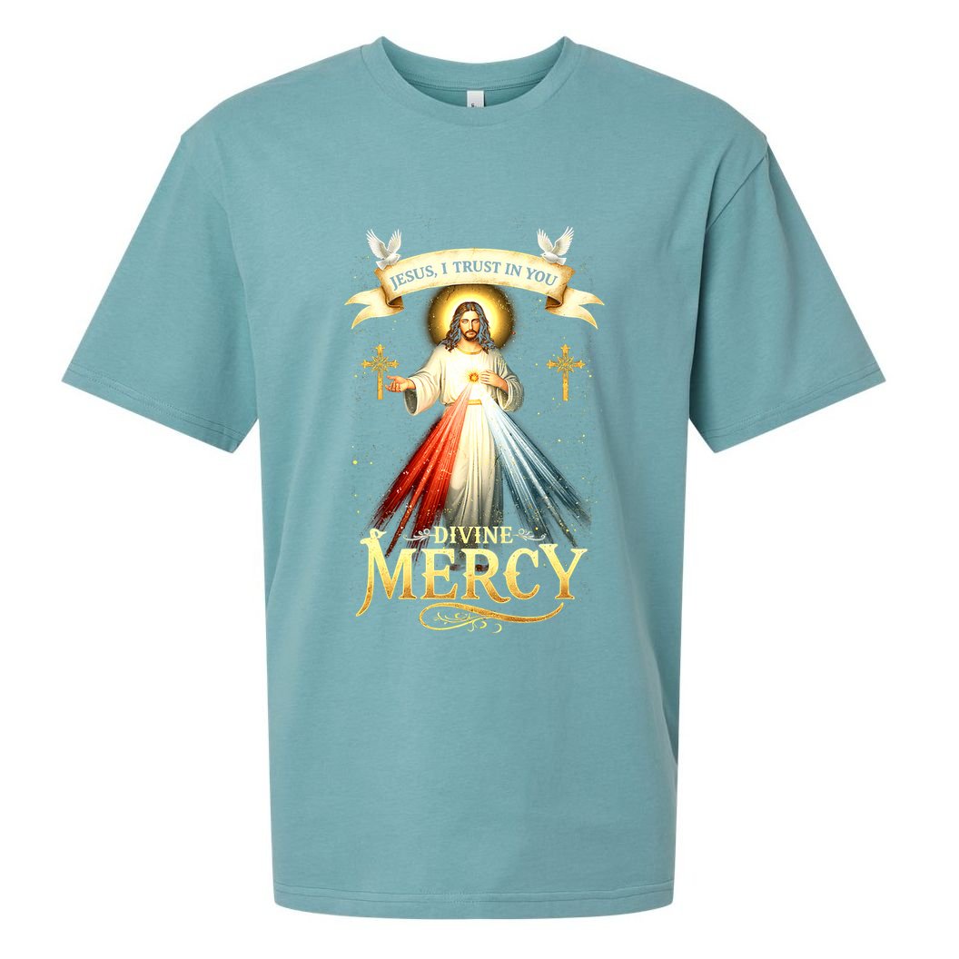 Jesus I Trust In You Divine Mercy Catholic Christian Jesus Sueded Cloud Jersey T-Shirt
