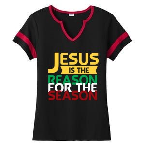 Jesus Is The Reason For The Season Christian Christmas Xmas Funny Gift Ladies Halftime Notch Neck Tee