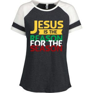 Jesus Is The Reason For The Season Christian Christmas Xmas Funny Gift Enza Ladies Jersey Colorblock Tee