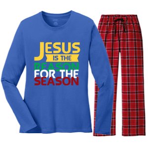 Jesus Is The Reason For The Season Christian Christmas Xmas Funny Gift Women's Long Sleeve Flannel Pajama Set 