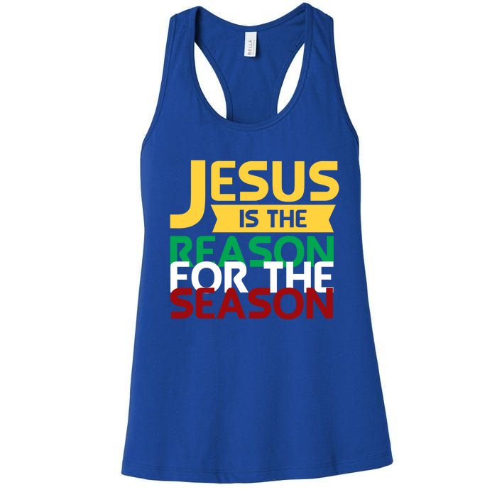 Jesus Is The Reason For The Season Christian Christmas Xmas Funny Gift Women's Racerback Tank