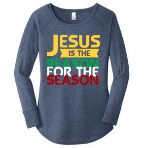 Jesus Is The Reason For The Season Christian Christmas Xmas Funny Gift Women's Perfect Tri Tunic Long Sleeve Shirt