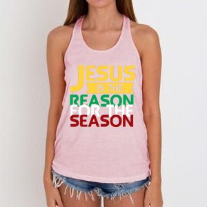 Jesus Is The Reason For The Season Christian Christmas Xmas Funny Gift Women's Knotted Racerback Tank