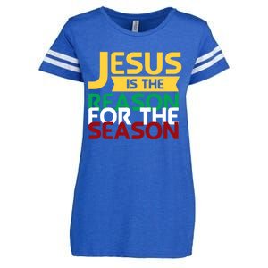 Jesus Is The Reason For The Season Christian Christmas Xmas Funny Gift Enza Ladies Jersey Football T-Shirt