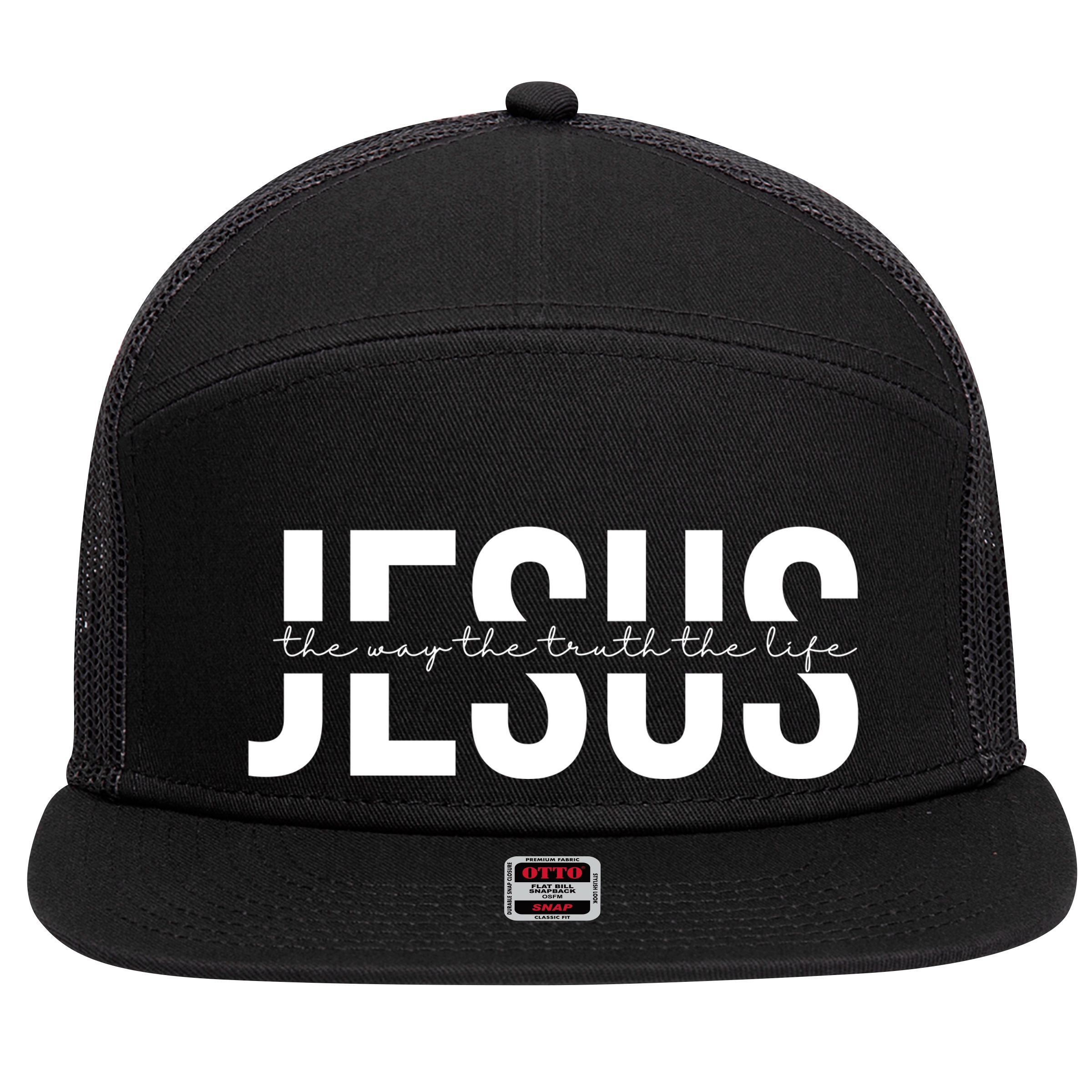 Jesus Is The Way The Truth And The Life Quote 7 Panel Mesh Trucker Snapback Hat
