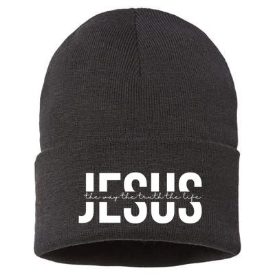 Jesus Is The Way The Truth And The Life Quote Sustainable Knit Beanie