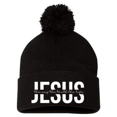 Jesus Is The Way The Truth And The Life Quote Pom Pom 12in Knit Beanie