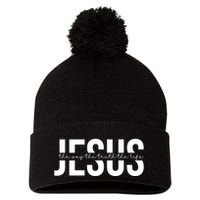 Jesus Is The Way The Truth And The Life Quote Pom Pom 12in Knit Beanie