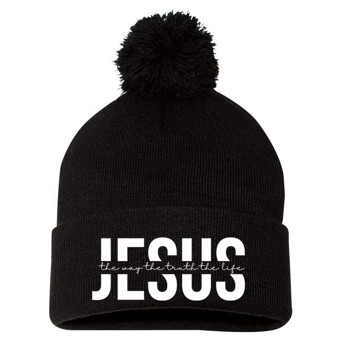 Jesus Is The Way The Truth And The Life Quote Pom Pom 12in Knit Beanie