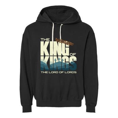 Jesus Is The King Of Kings Crucifixion Cross Crown Gospel Gift Garment-Dyed Fleece Hoodie