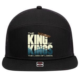 Jesus Is The King Of Kings Crucifixion Cross Crown Gospel Gift 7 Panel Mesh Trucker Snapback Hat