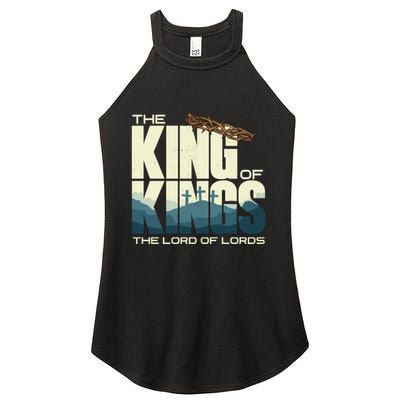 Jesus Is The King Of Kings Crucifixion Cross Crown Gospel Gift Women's Perfect Tri Rocker Tank