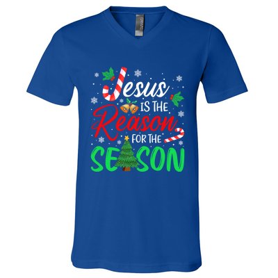 Jesus Is The Reason For The Season Christian Christmas Xmas Cute Gift V-Neck T-Shirt