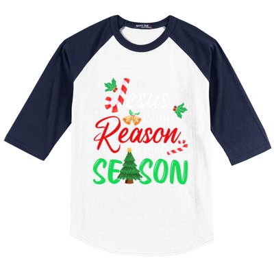 Jesus Is The Reason For The Season Christian Christmas Xmas Cute Gift Baseball Sleeve Shirt