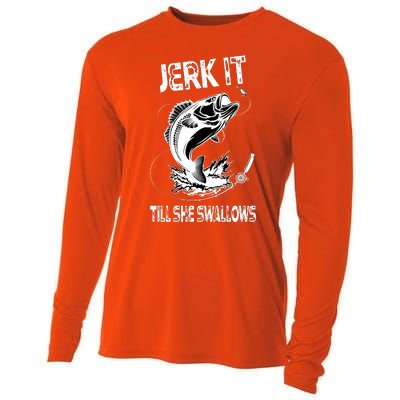 Jerk It Till She Swallows Funny Fishing Cooling Performance Long Sleeve Crew