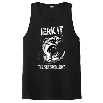 Jerk It Till She Swallows Funny Fishing PosiCharge Competitor Tank