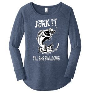 Jerk It Till She Swallows Funny Fishing Women's Perfect Tri Tunic Long Sleeve Shirt