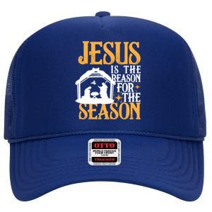 Jesus Is The Reason For The Season Christian Christmas Gift High Crown Mesh Back Trucker Hat